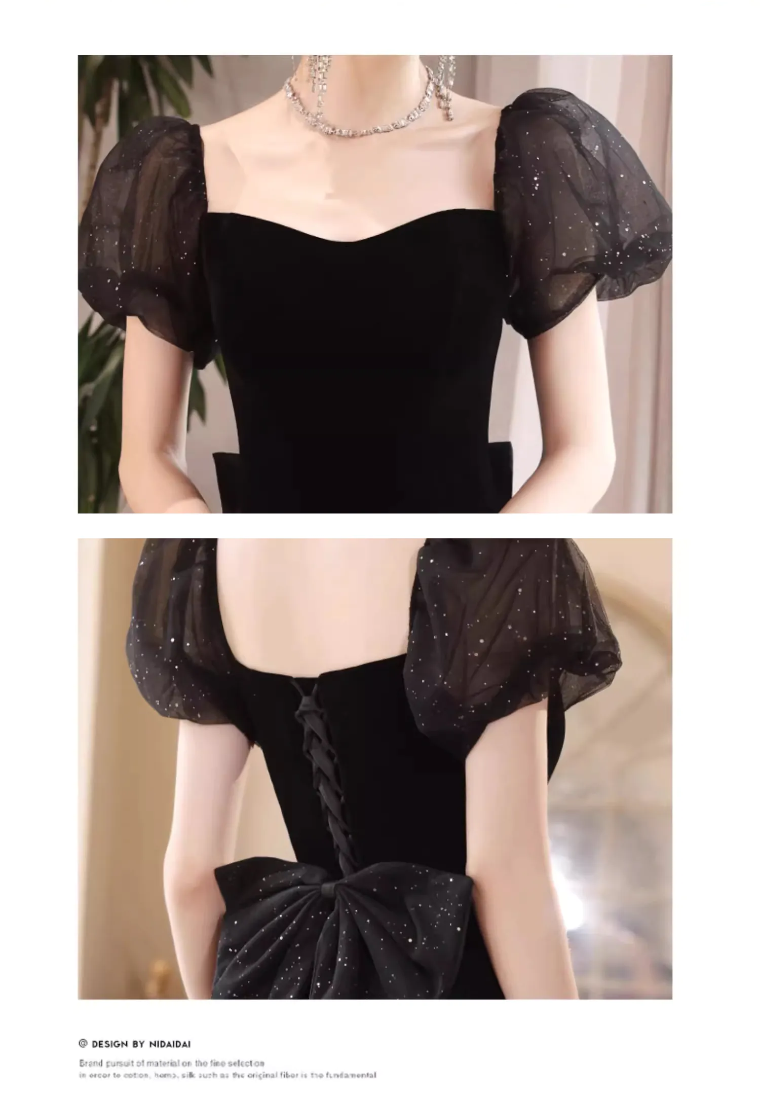 Chic-Square-Neck-Black-Evening-Gown-Formal-Party-Dress-with-Sleeves13
