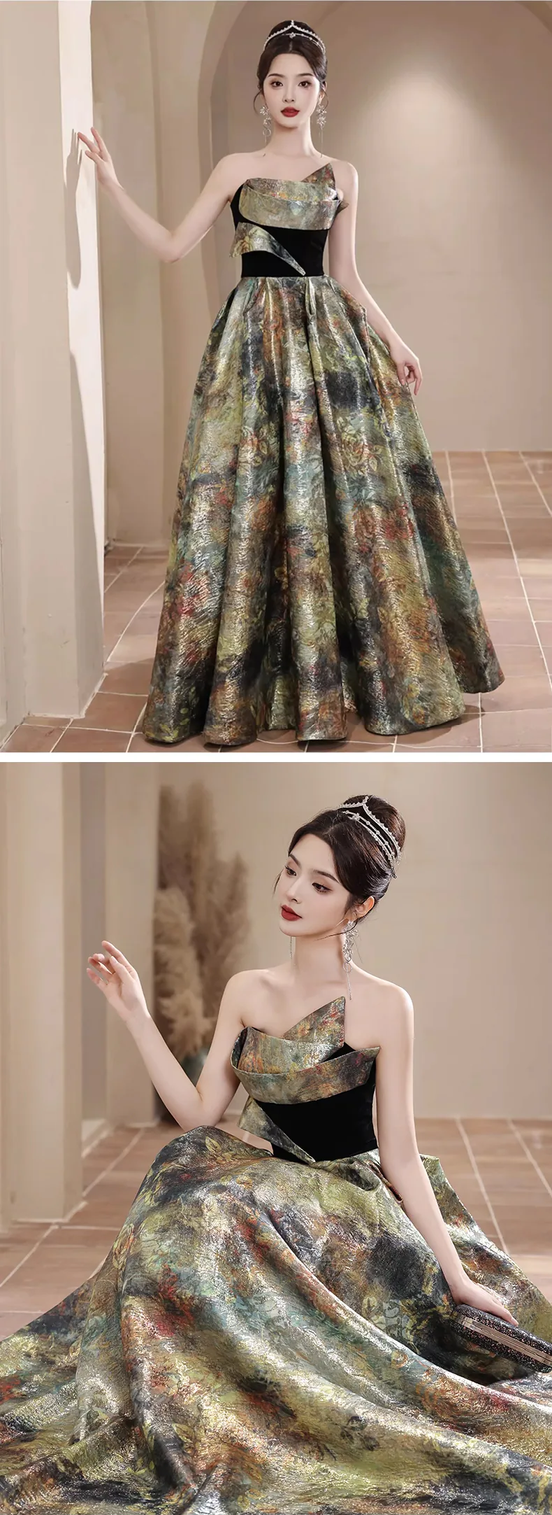 Chic-Vintage-Green-Strapless-Prom-Maxi-Dress-Banquet-Evening-Gown15