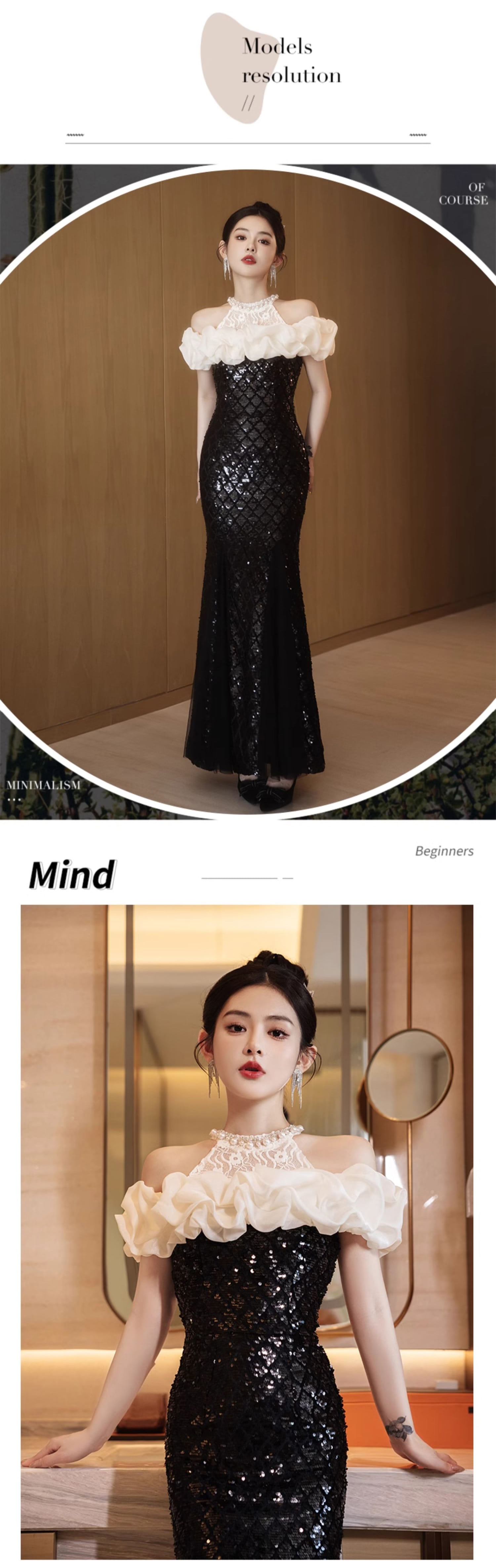 Classy-Black-Sequin-Ruffle-Off-Shoulder-Lace-Halter-Neck-Mermaid-Formal-Dress10