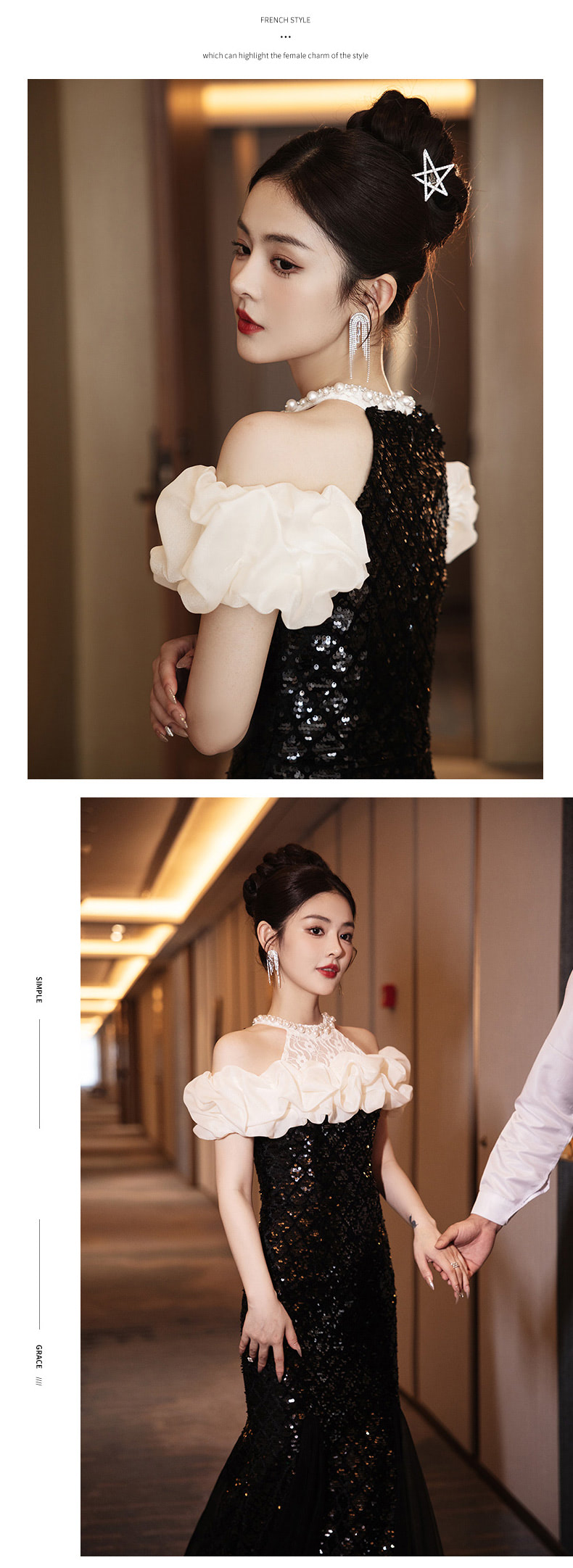 Classy-Black-Sequin-Ruffle-Off-Shoulder-Lace-Halter-Neck-Mermaid-Formal-Dress12