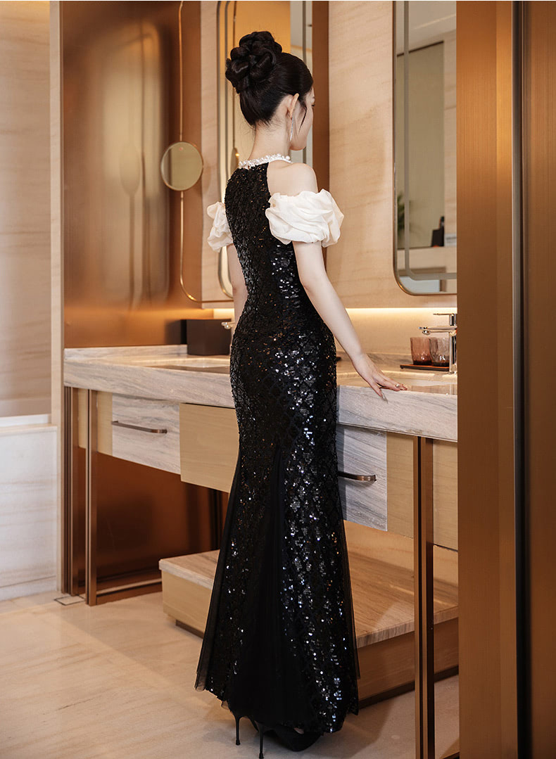 Classy-Black-Sequin-Ruffle-Off-Shoulder-Lace-Halter-Neck-Mermaid-Formal-Dress15