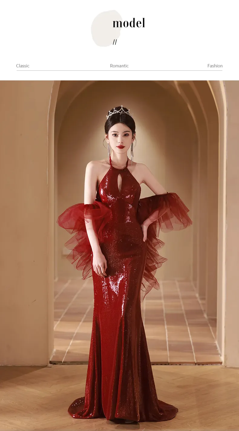 Classy-Halter-Neck-Burgundy-Sequin-Mermaid-Party-Gown-Evening-Dress10
