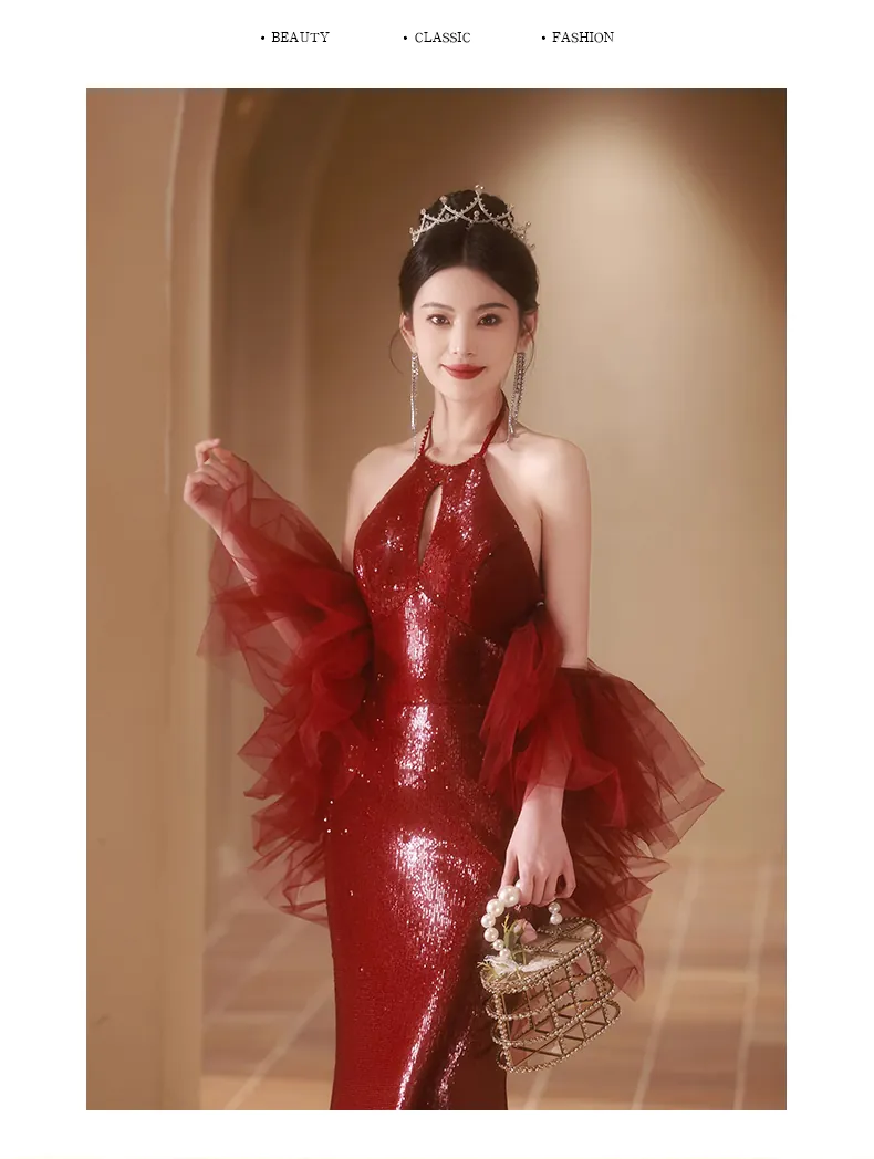 Classy-Halter-Neck-Burgundy-Sequin-Mermaid-Party-Gown-Evening-Dress11