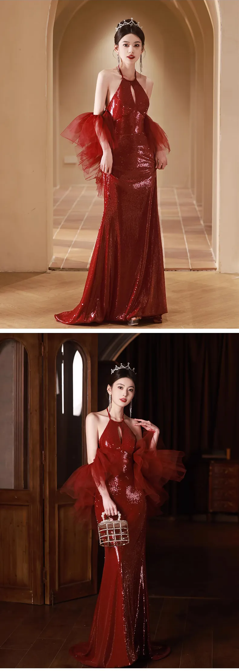 Classy-Halter-Neck-Burgundy-Sequin-Mermaid-Party-Gown-Evening-Dress12