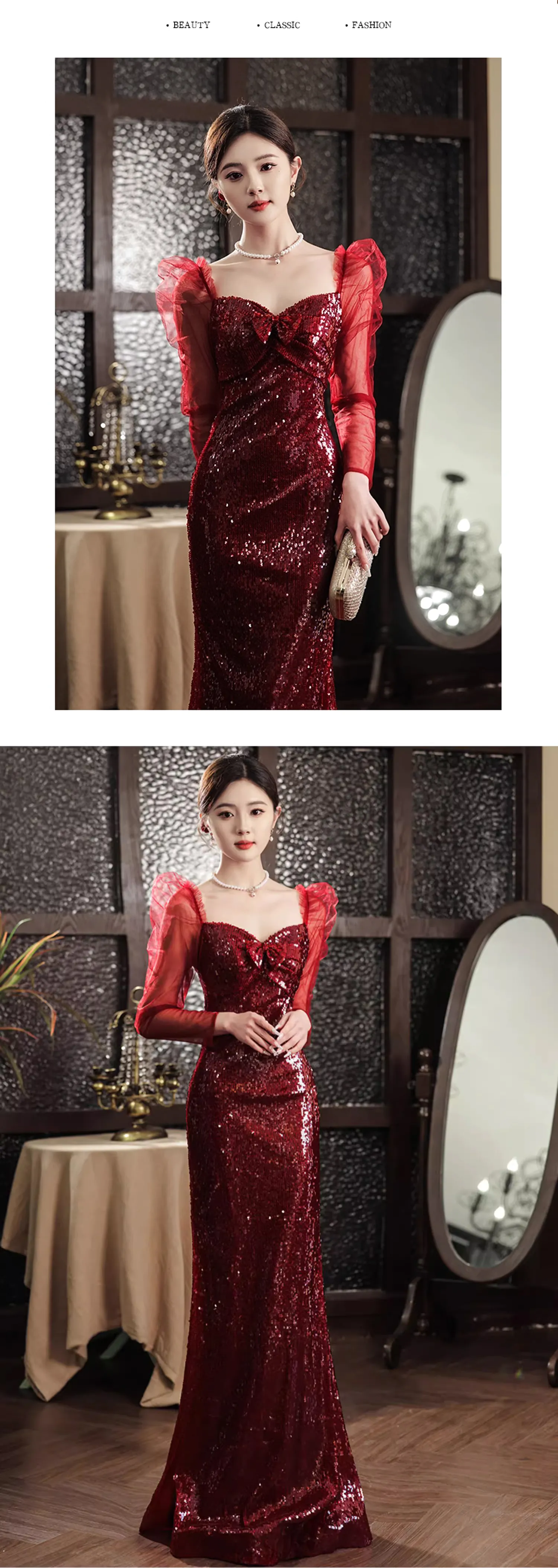 Elegant-Burgundy-Fishtail-Sequin-Prom-Dress-Cocktail-Gala-Formal-Gown11