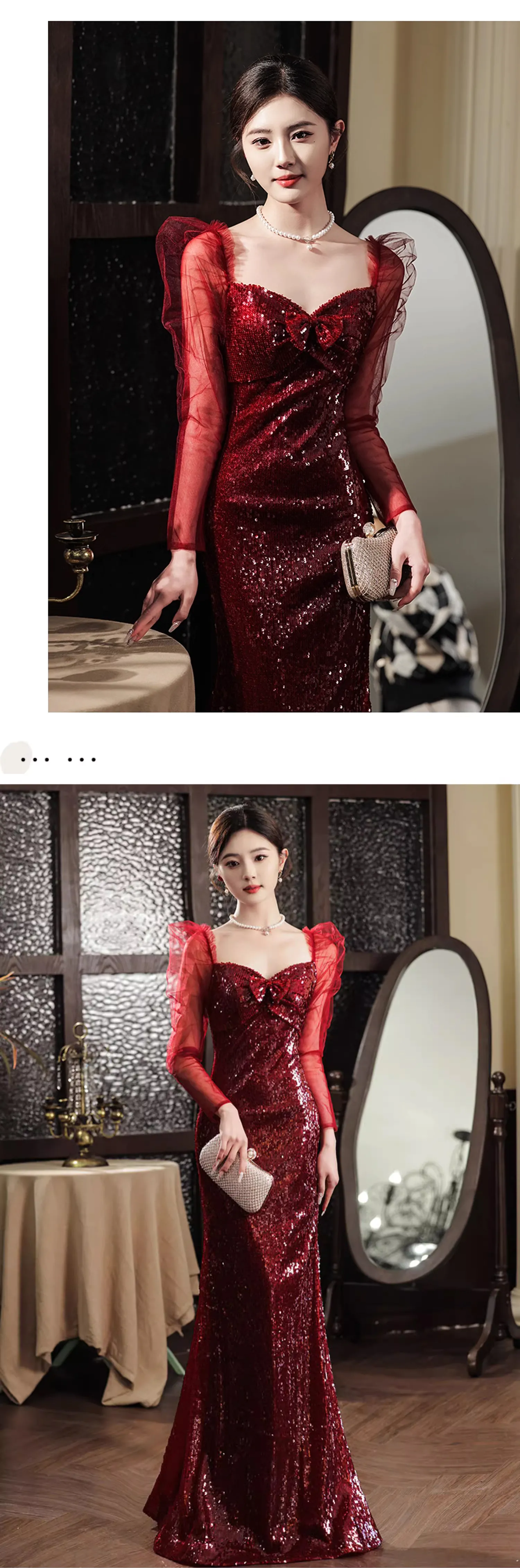 Elegant-Burgundy-Fishtail-Sequin-Prom-Dress-Cocktail-Gala-Formal-Gown12