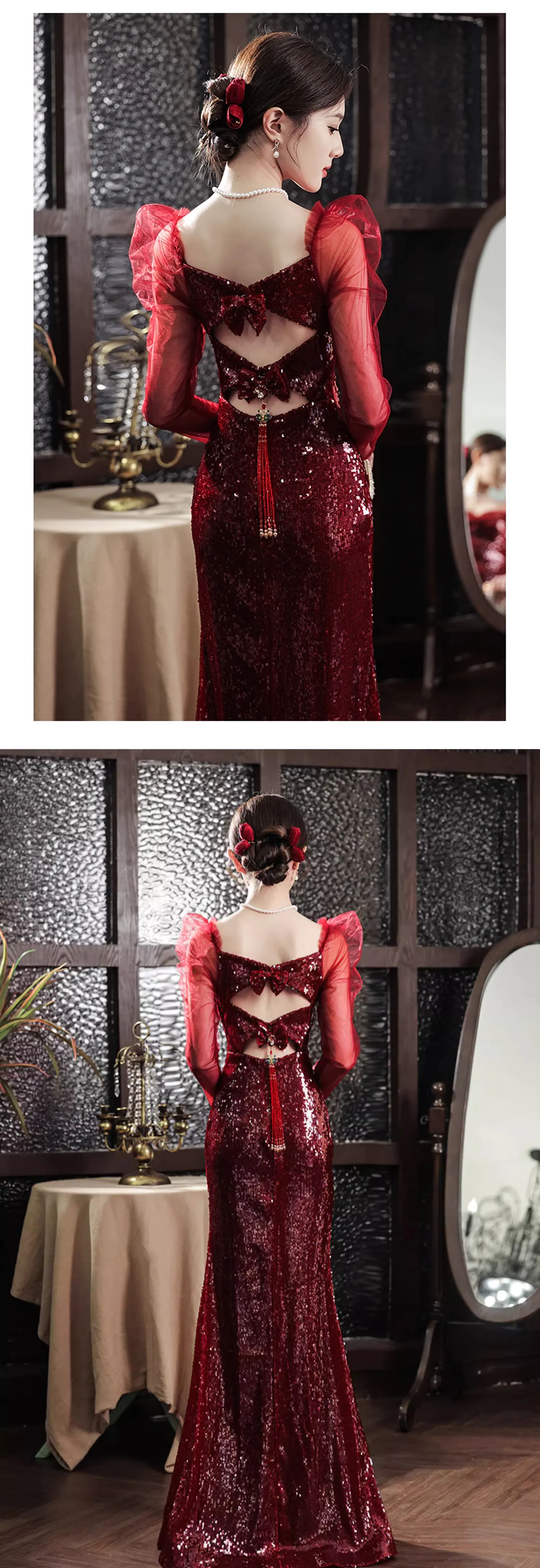 Elegant-Burgundy-Fishtail-Sequin-Prom-Dress-Cocktail-Gala-Formal-Gown14