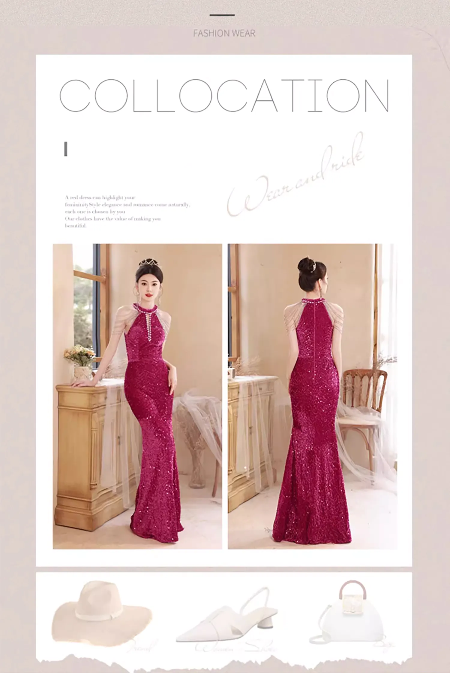 Elegant-Hot-Pink-Sparkly-Halter-Tassel-Mermaid-Evening-Dress-Ball-Gown08