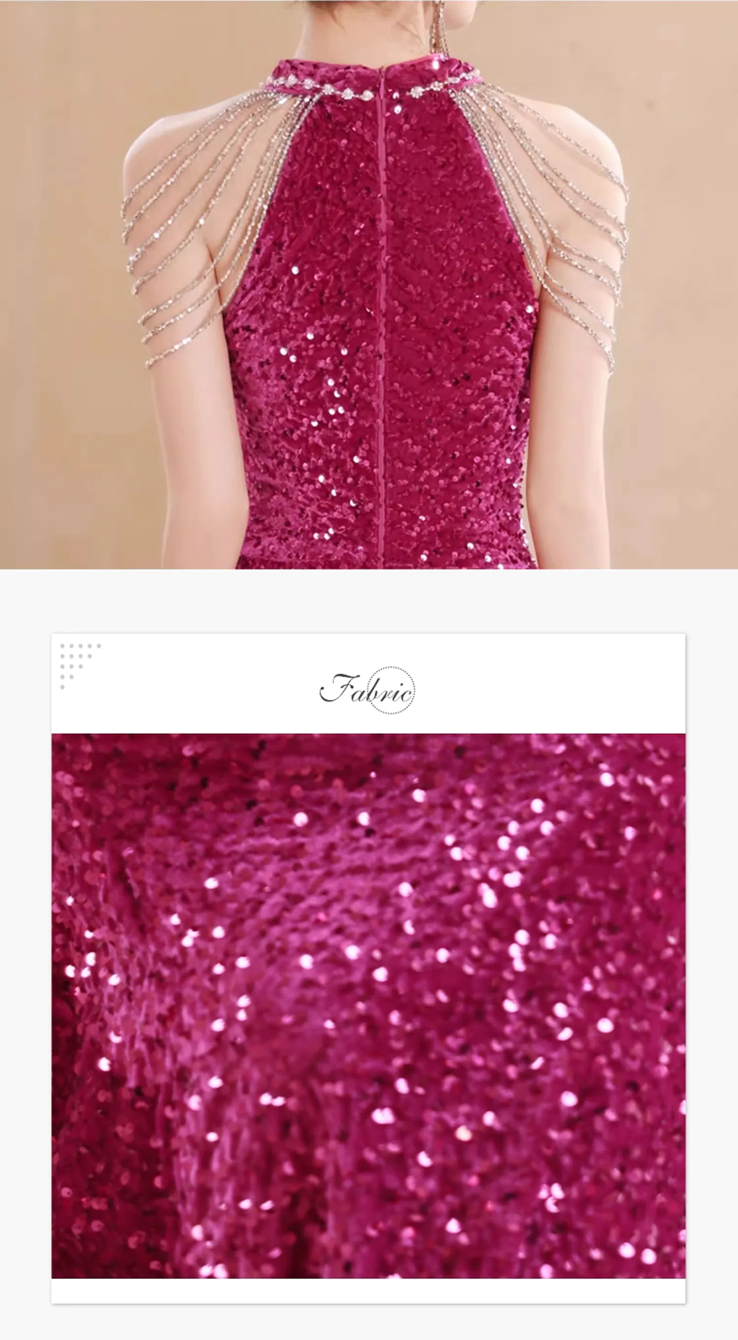 Elegant-Hot-Pink-Sparkly-Halter-Tassel-Mermaid-Evening-Dress-Ball-Gown10