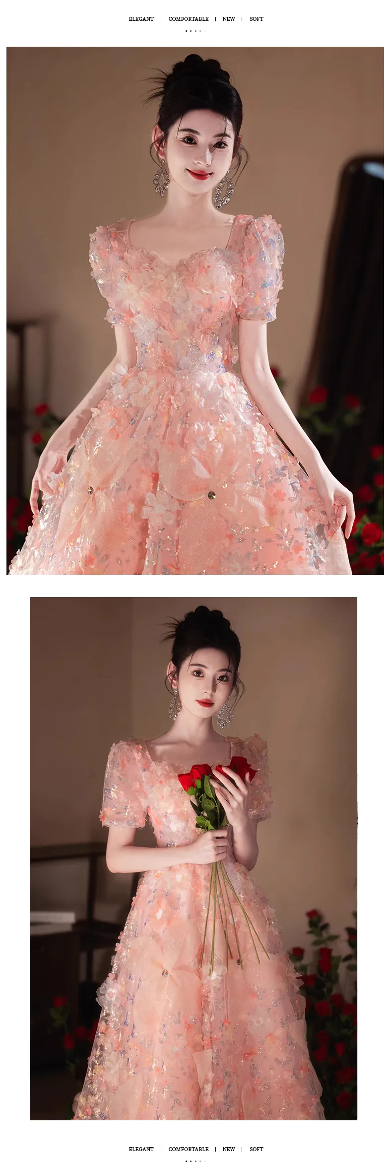 Fairy-Pink-3D-Floral-Birthday-Party-Engagement-Formal-Evening-Gown13