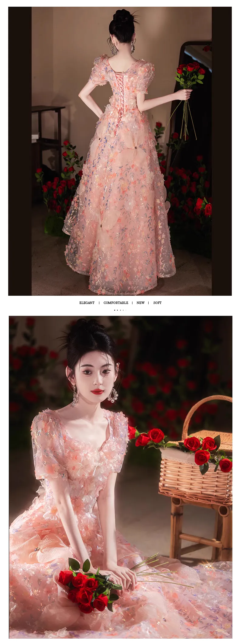 Fairy-Pink-3D-Floral-Birthday-Party-Engagement-Formal-Evening-Gown14