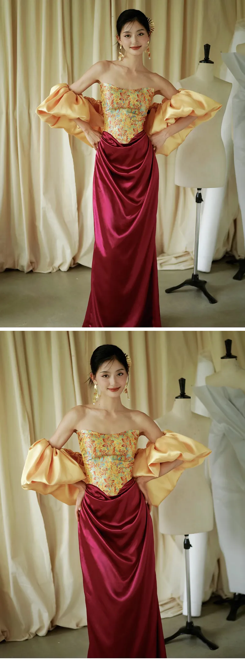 Floral-Jacquard-Strapless-Prom-Formal-Dress-with-Detachable-Bow-Train07