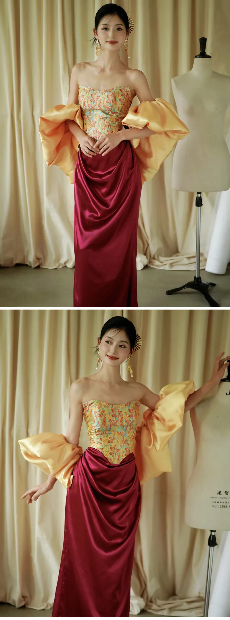 Floral-Jacquard-Strapless-Prom-Formal-Dress-with-Detachable-Bow-Train08