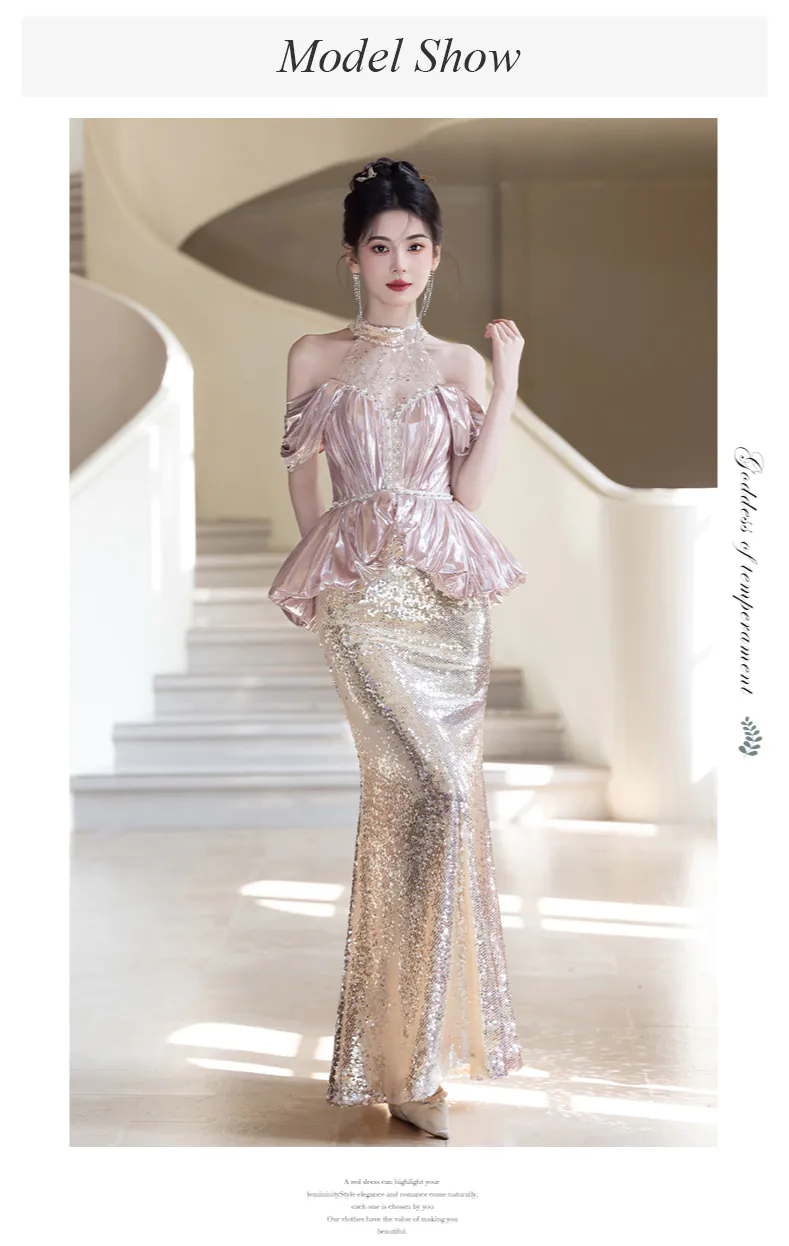 Luxury-Couture-Halter-Neck-Satin-Corset-Mermaid-Sequin-Evening-Formal-Dress11