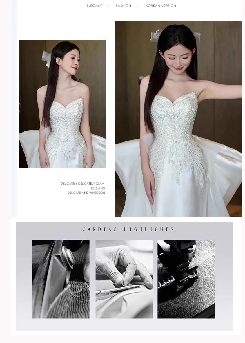 Modest-French-Style-White-Satin-Strapless-Mermaid-Wedding-Dress07