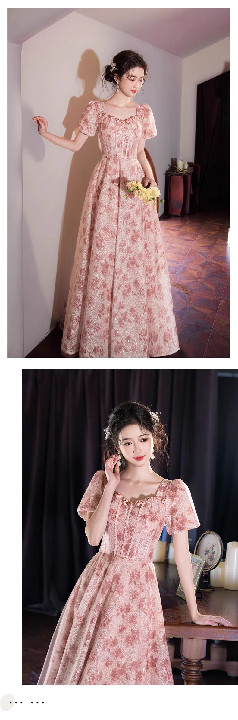 Modest-Pink-Square-Neck-Short-Sleeve-Evening-Dress-Formal-Party-Gown12