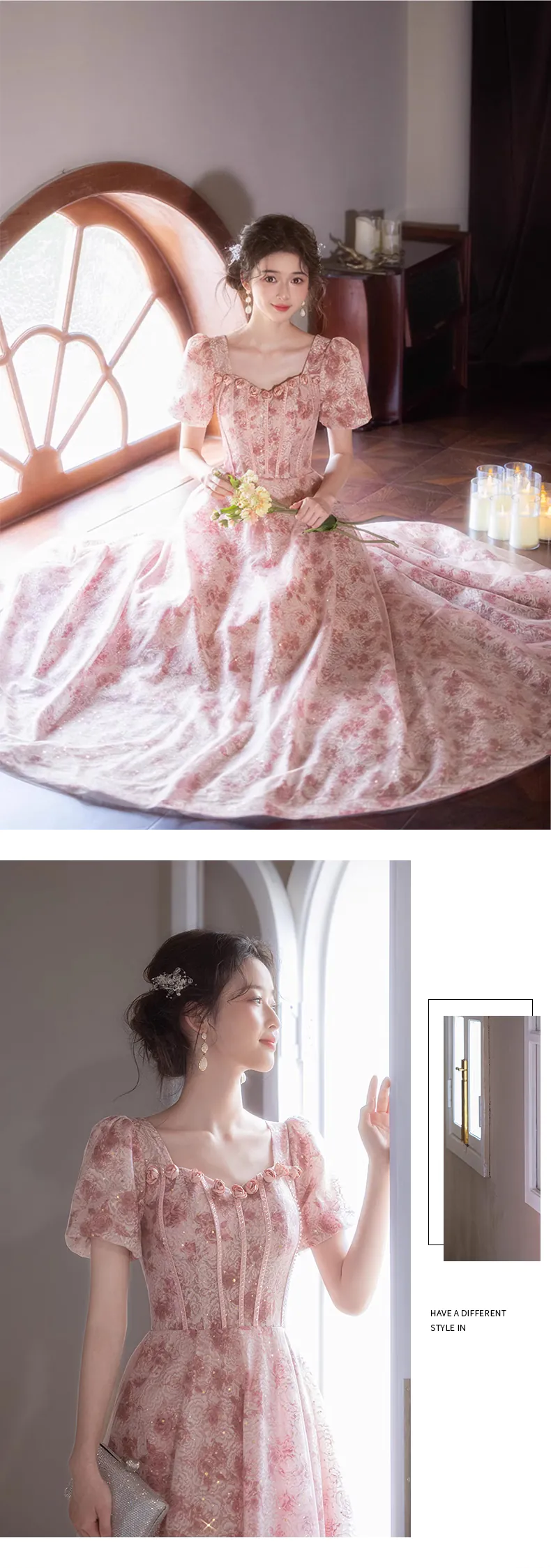 Modest-Pink-Square-Neck-Short-Sleeve-Evening-Dress-Formal-Party-Gown13