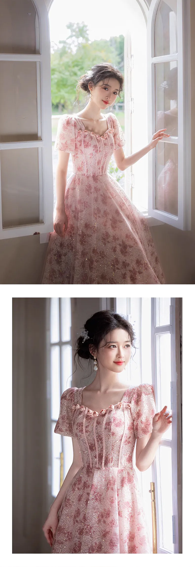 Modest-Pink-Square-Neck-Short-Sleeve-Evening-Dress-Formal-Party-Gown14