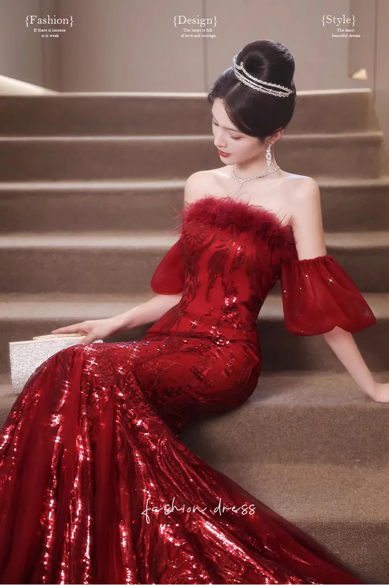 Sexy-Burgundy-Tube-Style-Strapless-Evening-Dress-Fishtail-Ball-Gown07