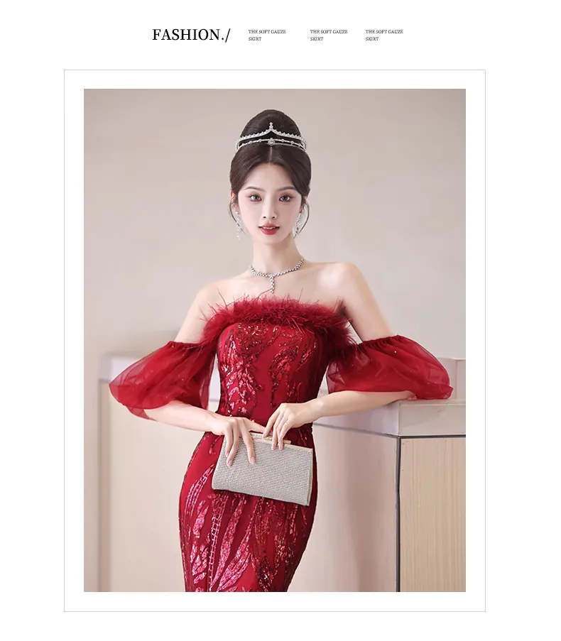 Sexy-Burgundy-Tube-Style-Strapless-Evening-Dress-Fishtail-Ball-Gown09