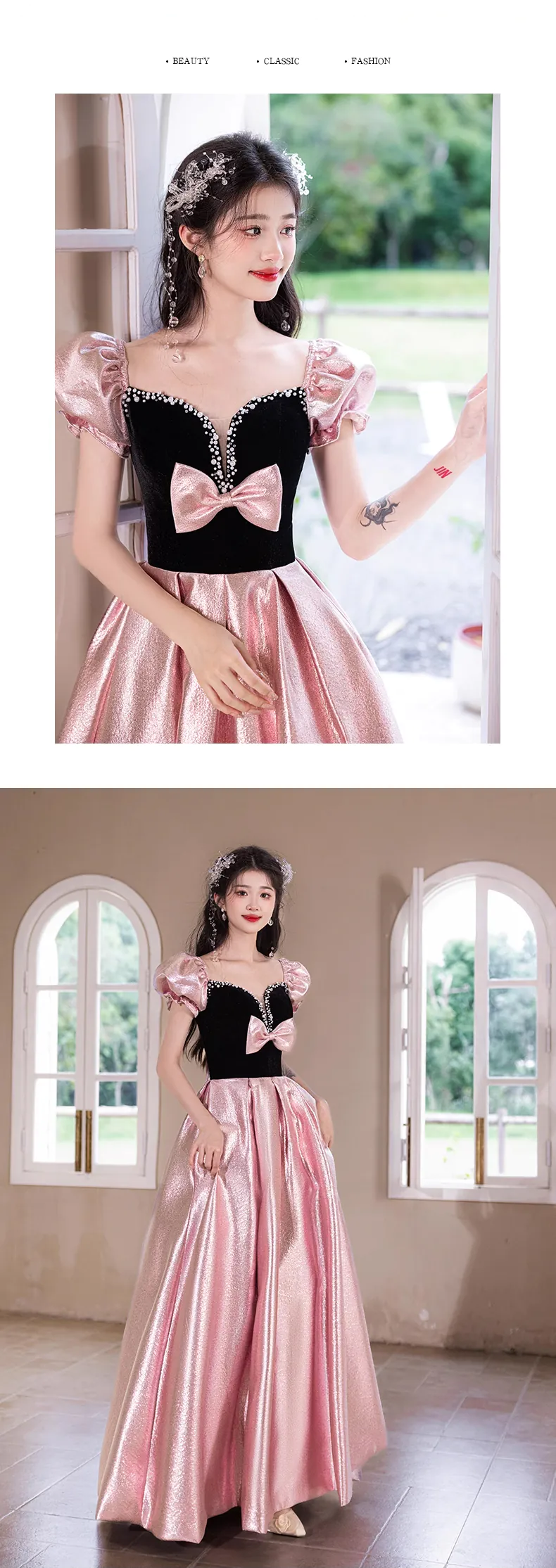 Sweet-French-Style-Princess-Pink-Satin-Birthday-Party-Evening-Prom-Dress11