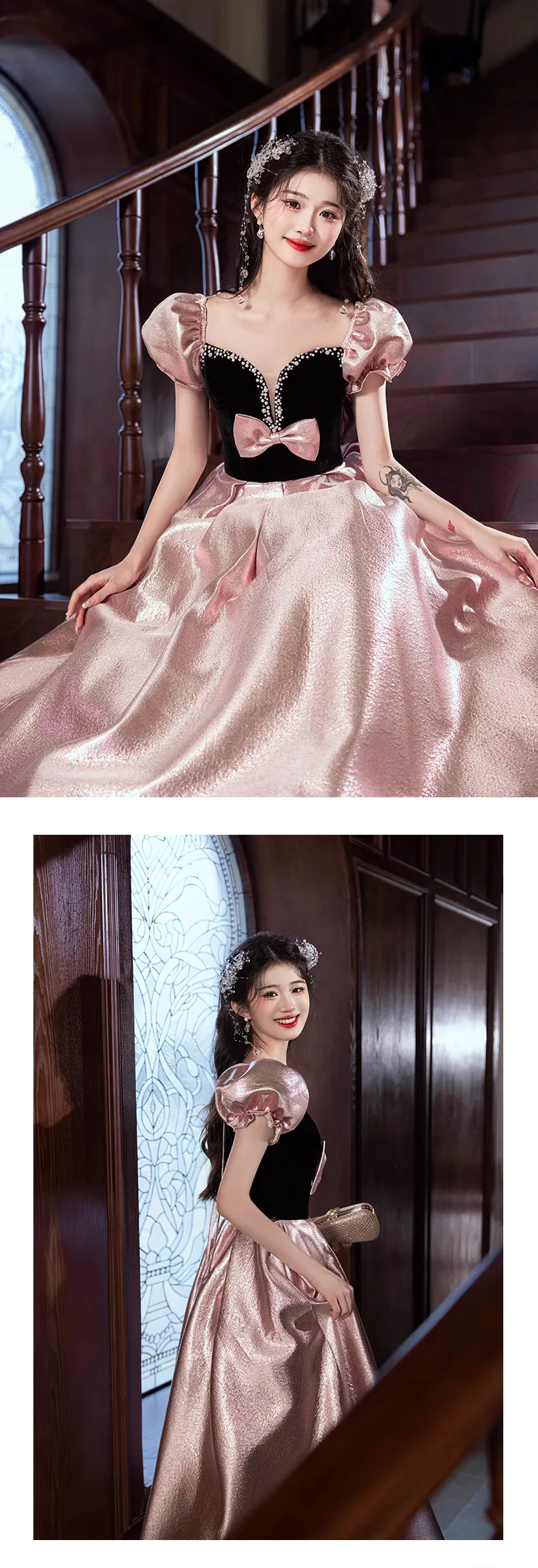 Sweet-French-Style-Princess-Pink-Satin-Birthday-Party-Evening-Prom-Dress13