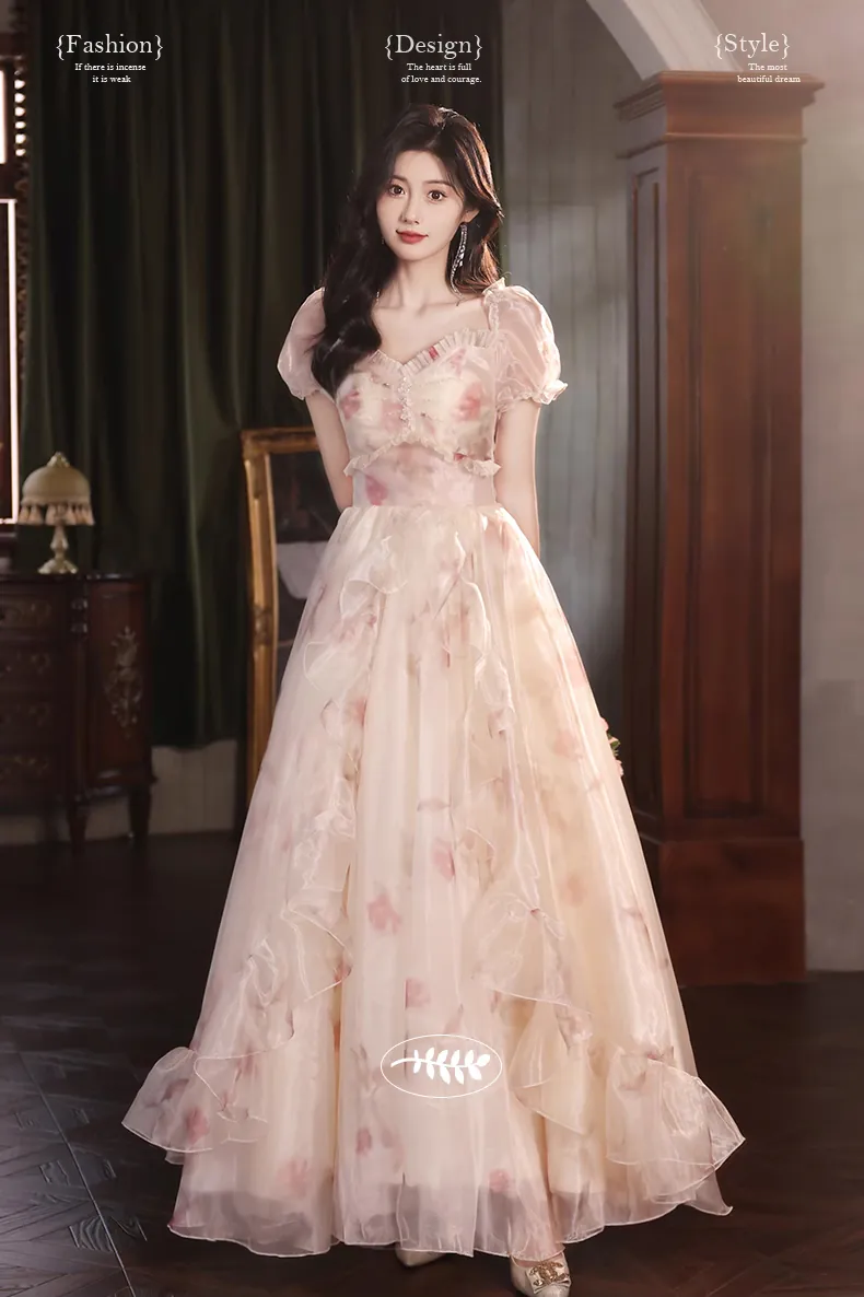 Sweet-Square-Neck-Short-Puff-Sleeves-Ruffle-Edge-Prom-Party-Evening-Dress07