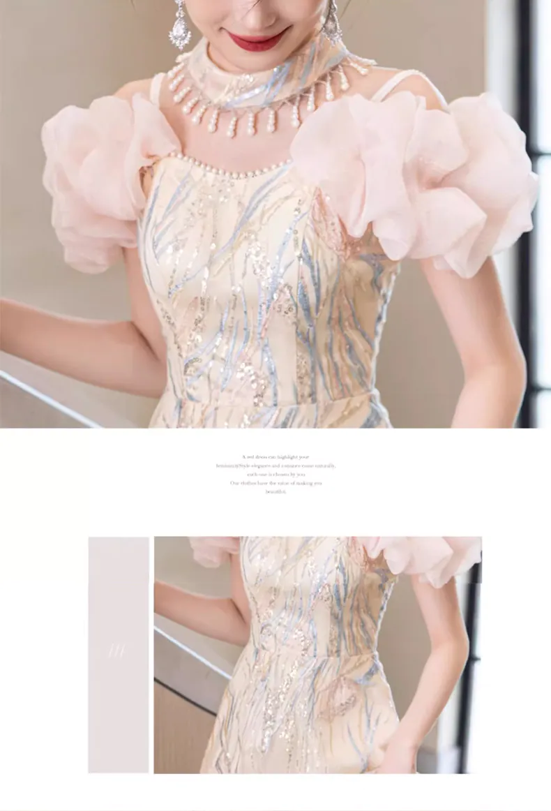 Trendy-Champagne-Short-Puff-Sleeves-Formal-Banquet-Cocktail-Party-Dress09