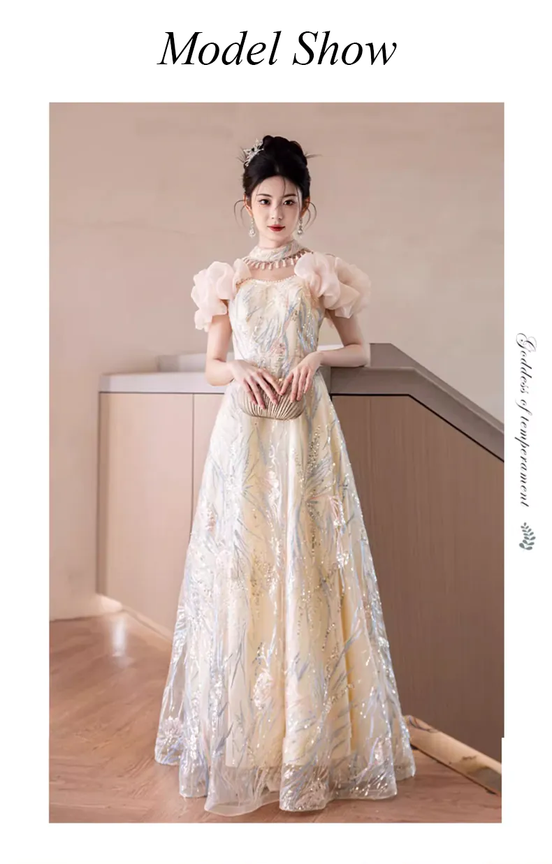 Trendy-Champagne-Short-Puff-Sleeves-Formal-Banquet-Cocktail-Party-Dress11