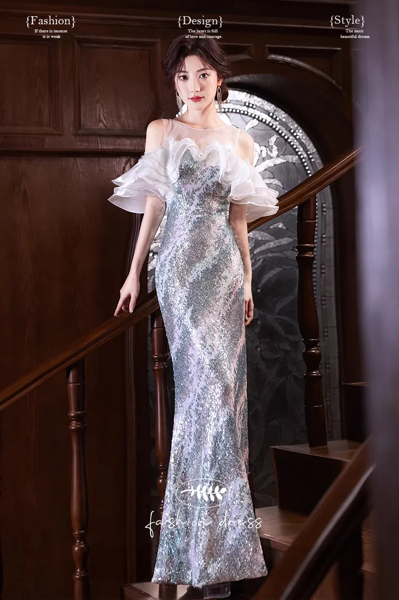 Unique-Round-Tulle-Neck-Off-Shoulder-Green-Sparkly-Fishtail-Evening-Dress07