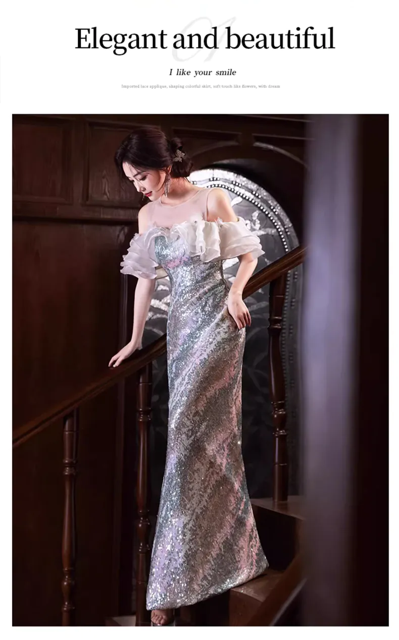 Unique-Round-Tulle-Neck-Off-Shoulder-Green-Sparkly-Fishtail-Evening-Dress12
