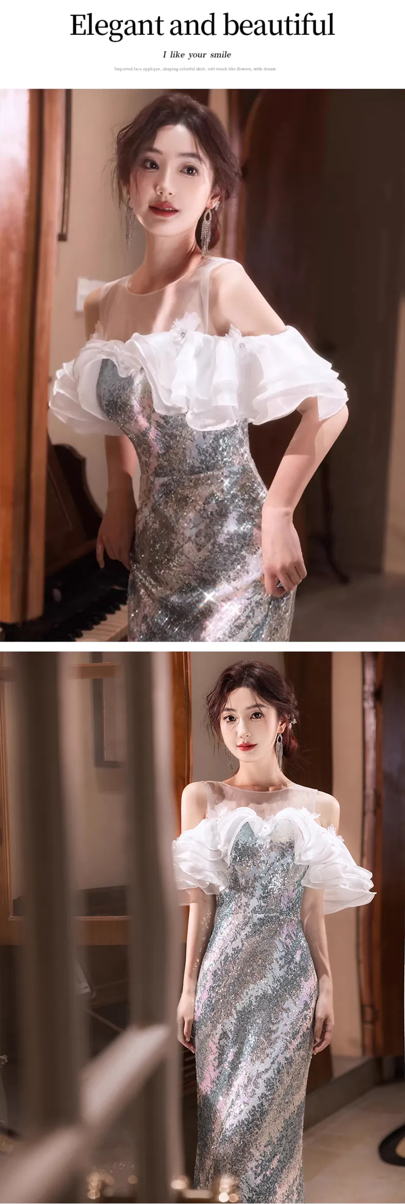 Unique-Round-Tulle-Neck-Off-Shoulder-Green-Sparkly-Fishtail-Evening-Dress15