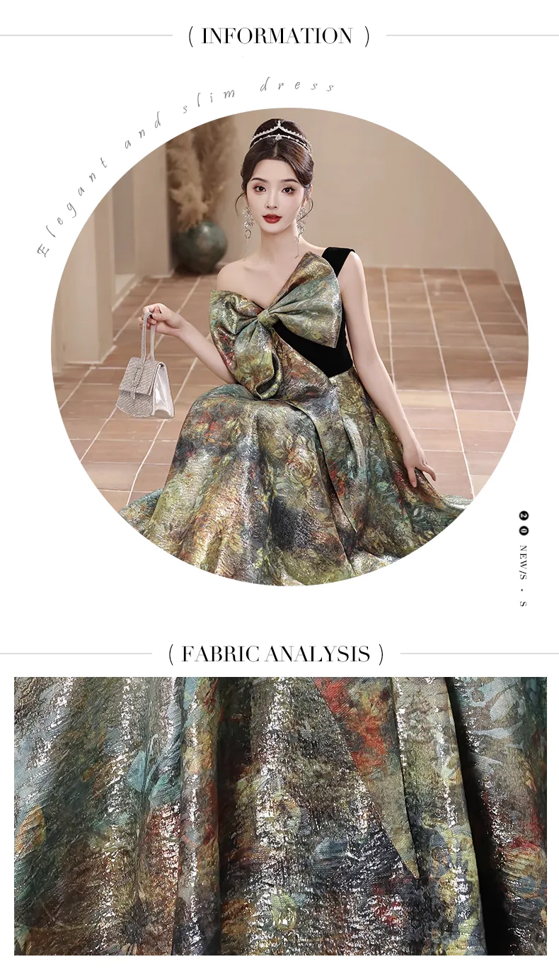 Vintage-Green-One-Shoulder-Bow-Neck-Evening-Banquet-Cocktail-Dress10