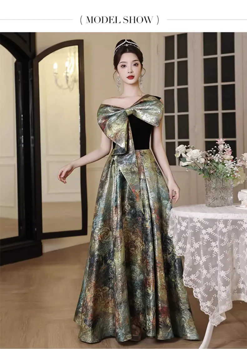 Vintage-Green-One-Shoulder-Bow-Neck-Evening-Banquet-Cocktail-Dress11