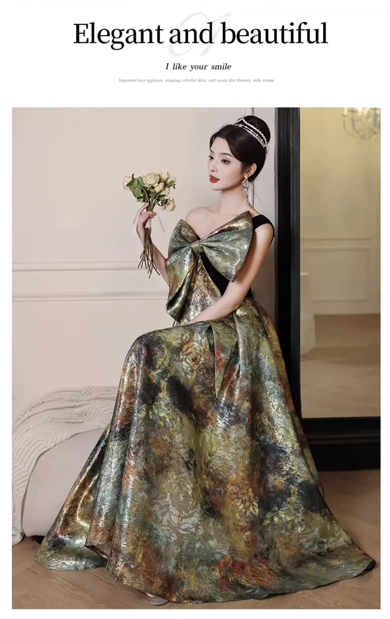 Vintage-Green-One-Shoulder-Bow-Neck-Evening-Banquet-Cocktail-Dress12