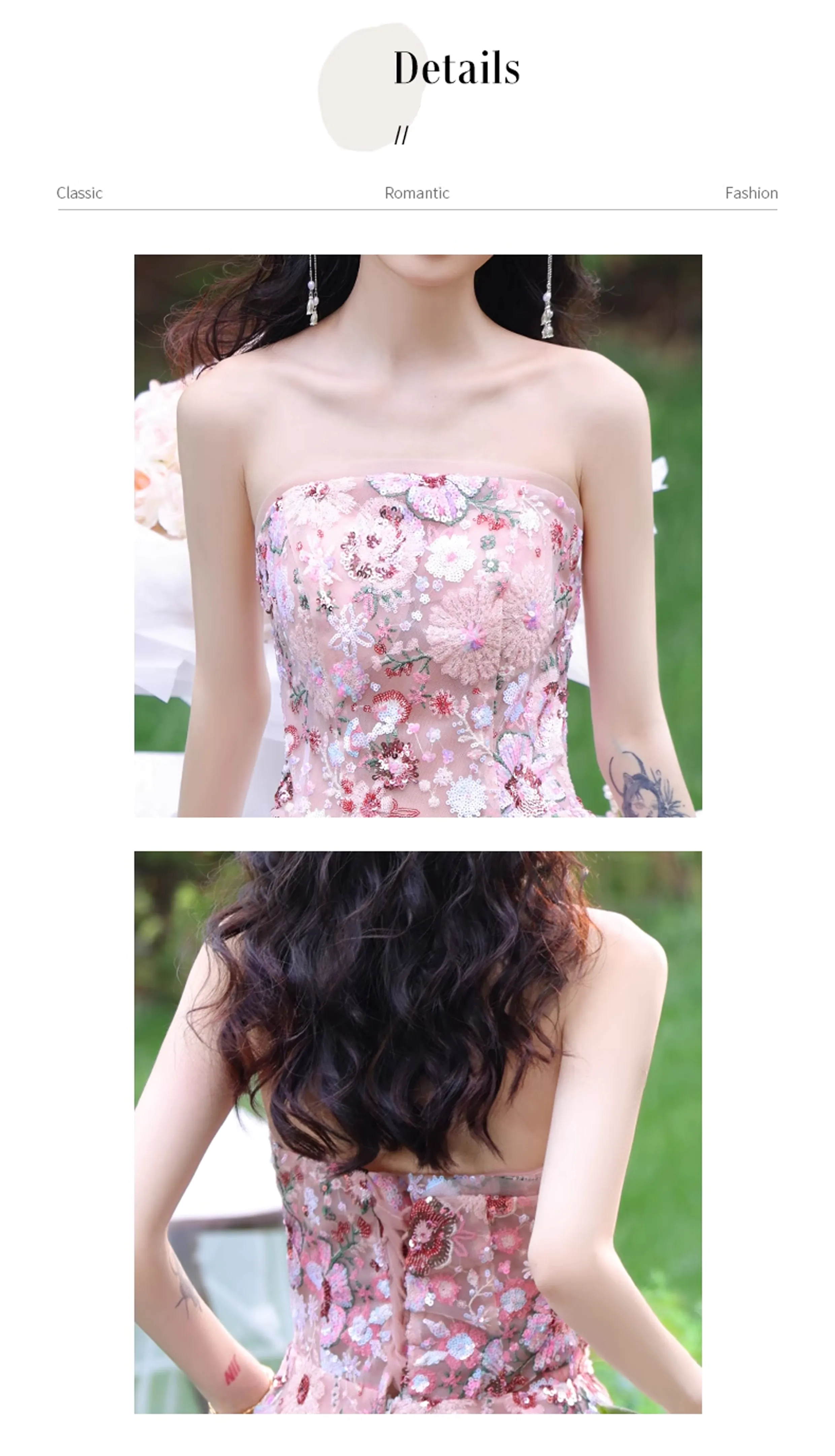 Womens-Strapless-Ceremony-Evening-Gown-Floral-Engagement-Party-Dress09