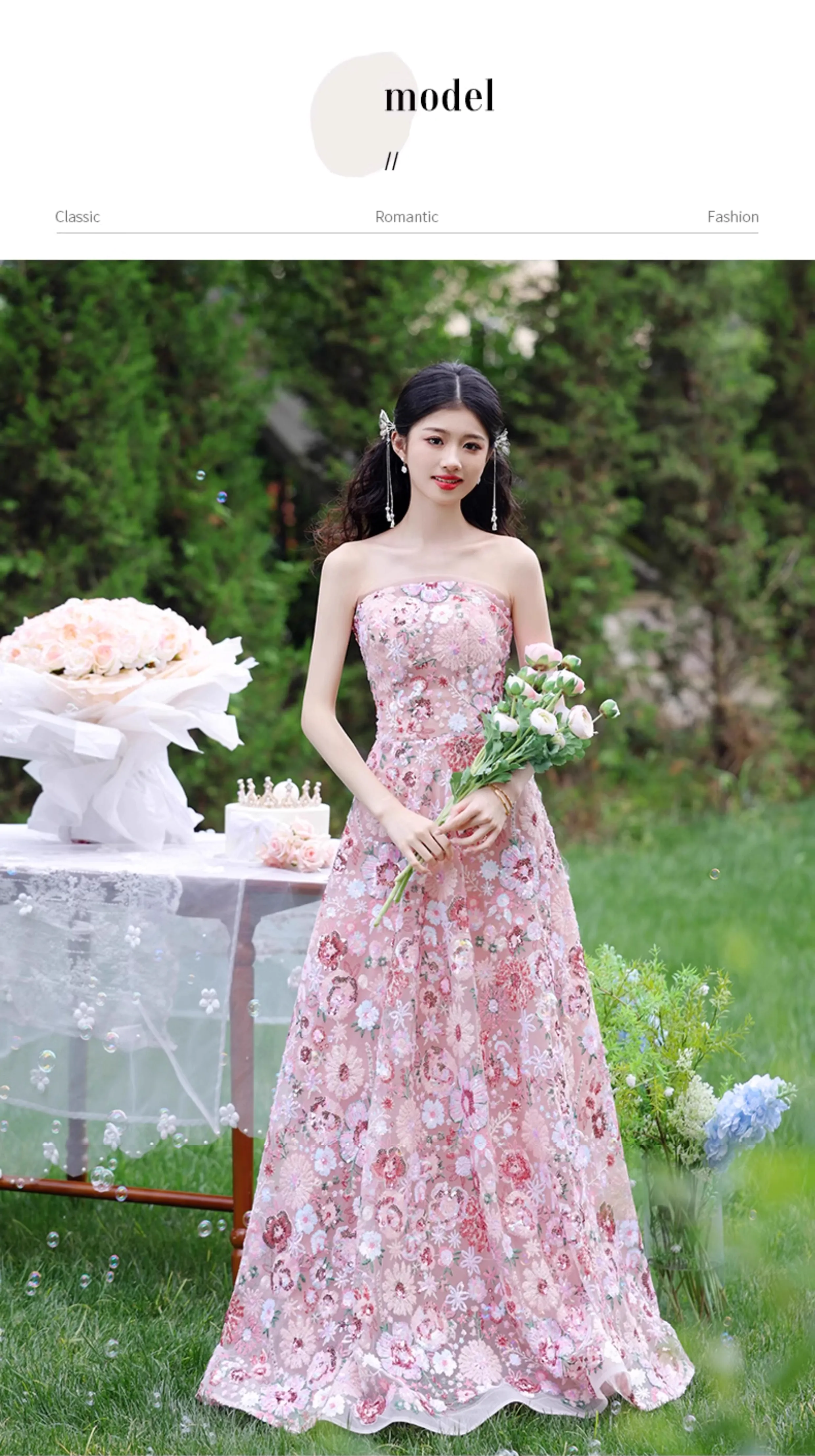 Womens-Strapless-Ceremony-Evening-Gown-Floral-Engagement-Party-Dress10