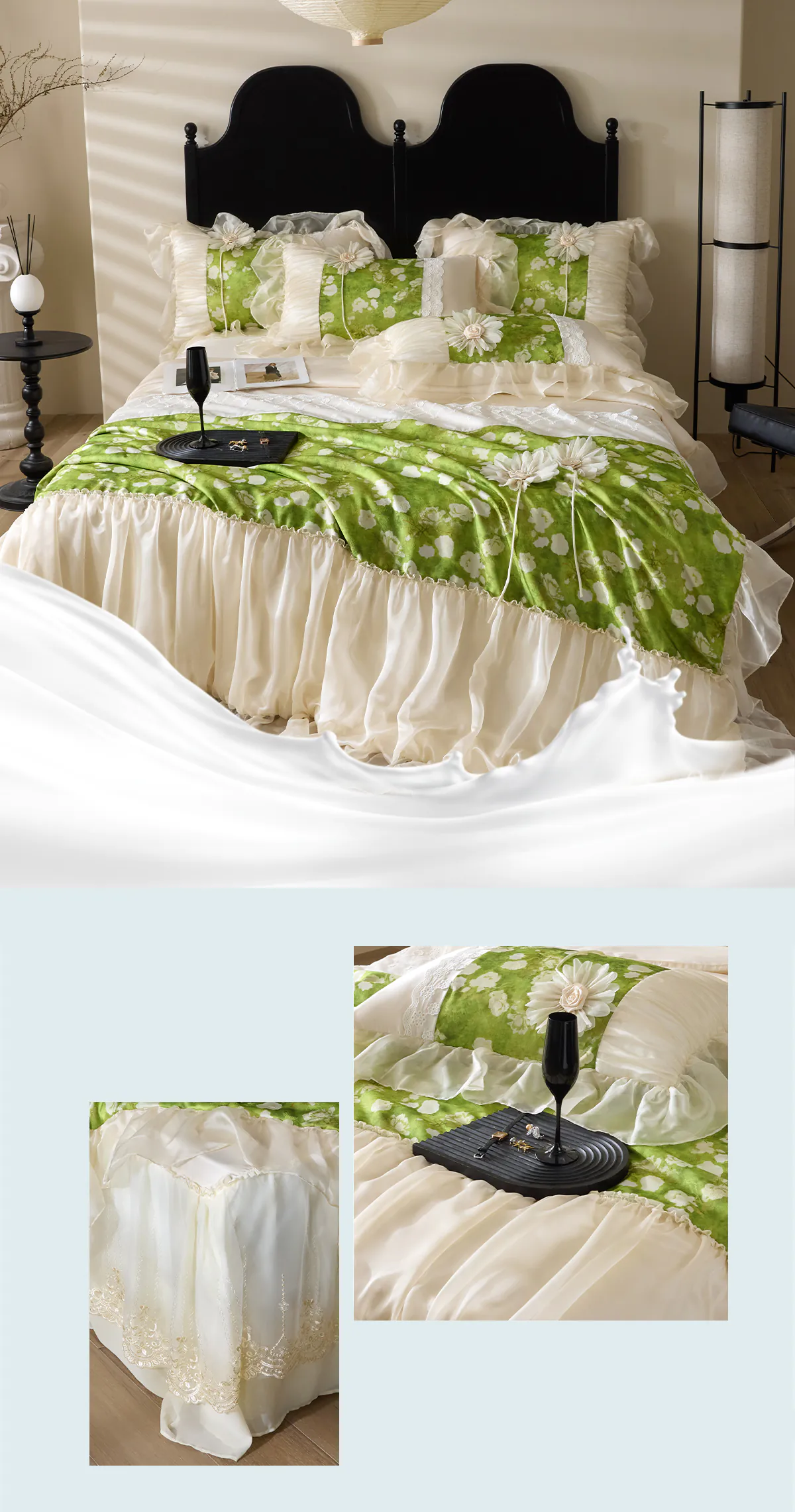 Cottagecore-Green-Princess-Long-Staple-Cotton-Ruffle-Floral-Bedding-Set10