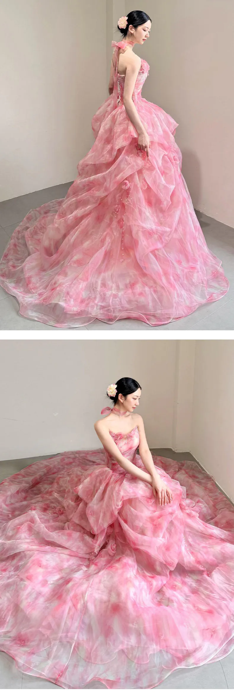 Dreamy-Princess-Pink-Tie-Dye-Ruffled-Layered-Tulle-Organza-Evening-Gown10