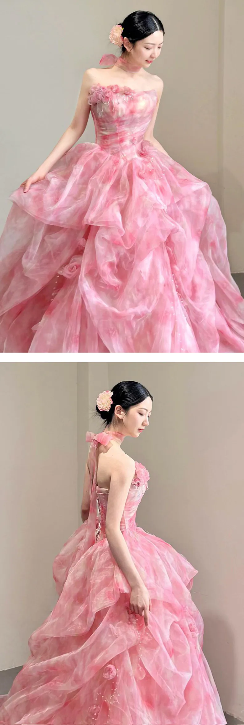 Dreamy-Princess-Pink-Tie-Dye-Ruffled-Layered-Tulle-Organza-Evening-Gown11