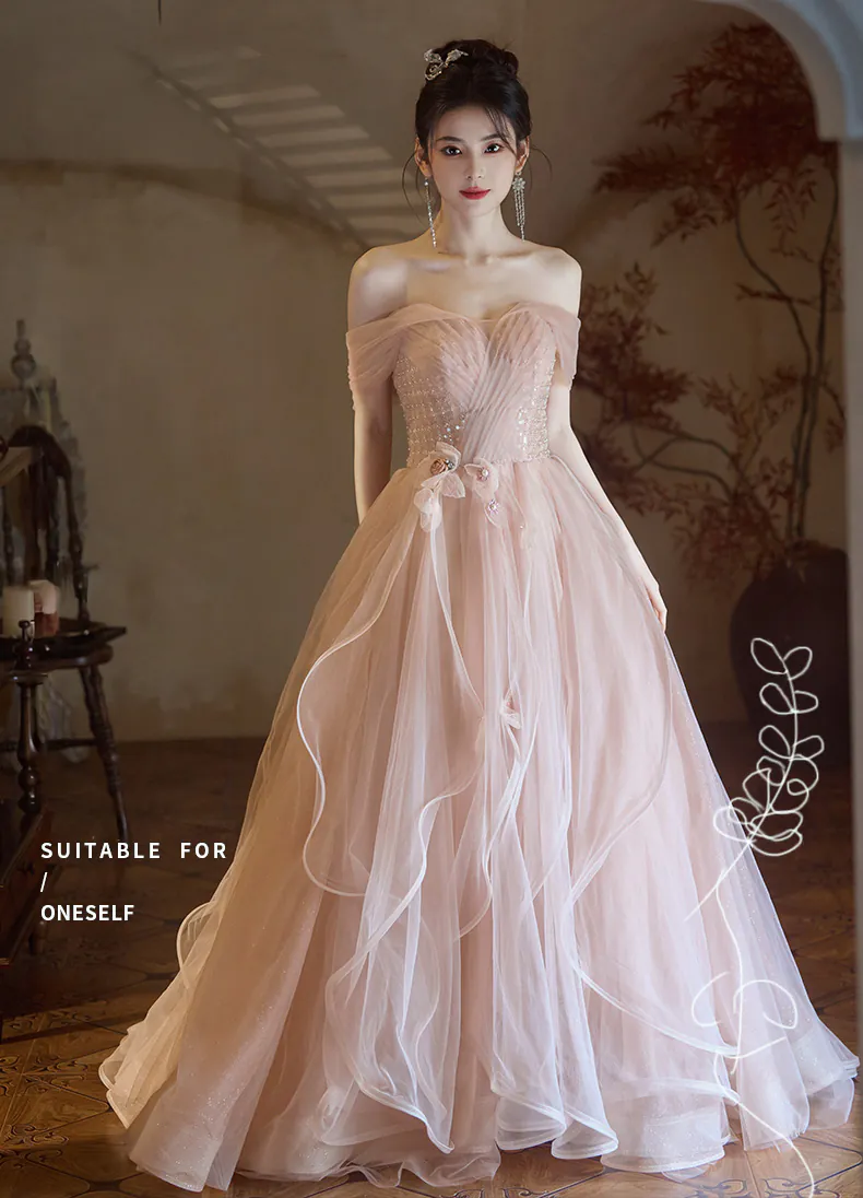 Dreamy-Soft-Pink-Tulle-Flowing-Ruffle-Skirt-Evening-Celebration-Formal-Dress07