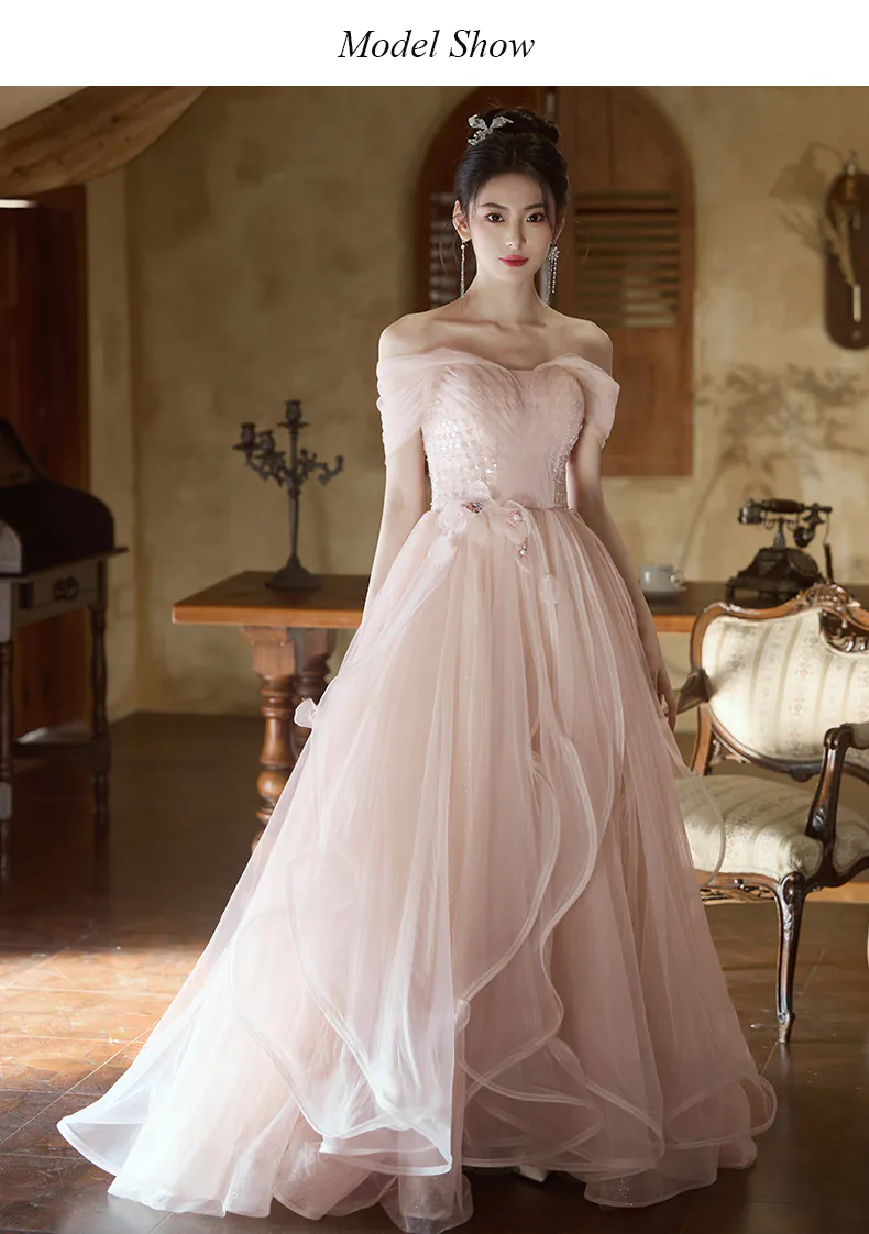Dreamy-Soft-Pink-Tulle-Flowing-Ruffle-Skirt-Evening-Celebration-Formal-Dress11