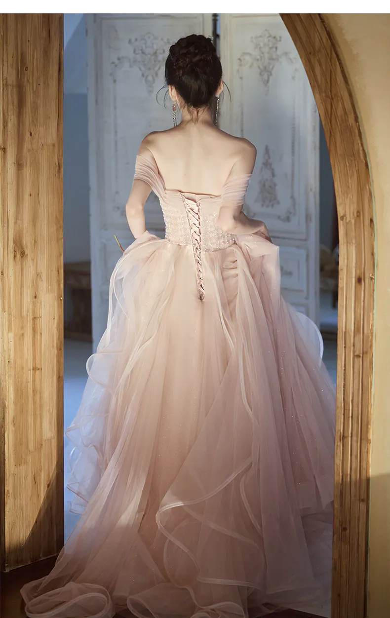 Dreamy-Soft-Pink-Tulle-Flowing-Ruffle-Skirt-Evening-Celebration-Formal-Dress16