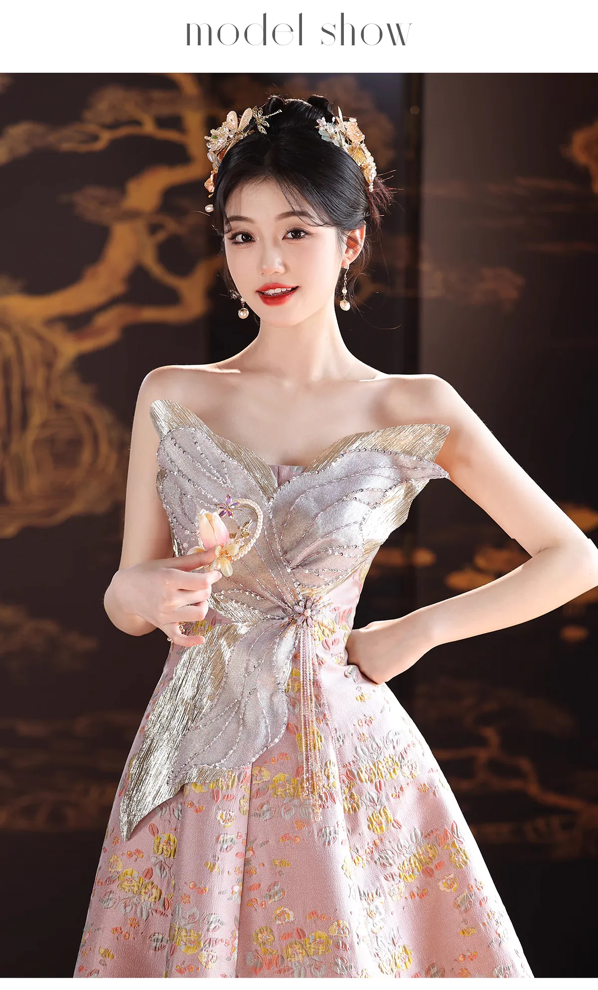 Elegant-Princess-Style-Pink-Floral-Bridal-Engagement-Party-Prom-Dress10