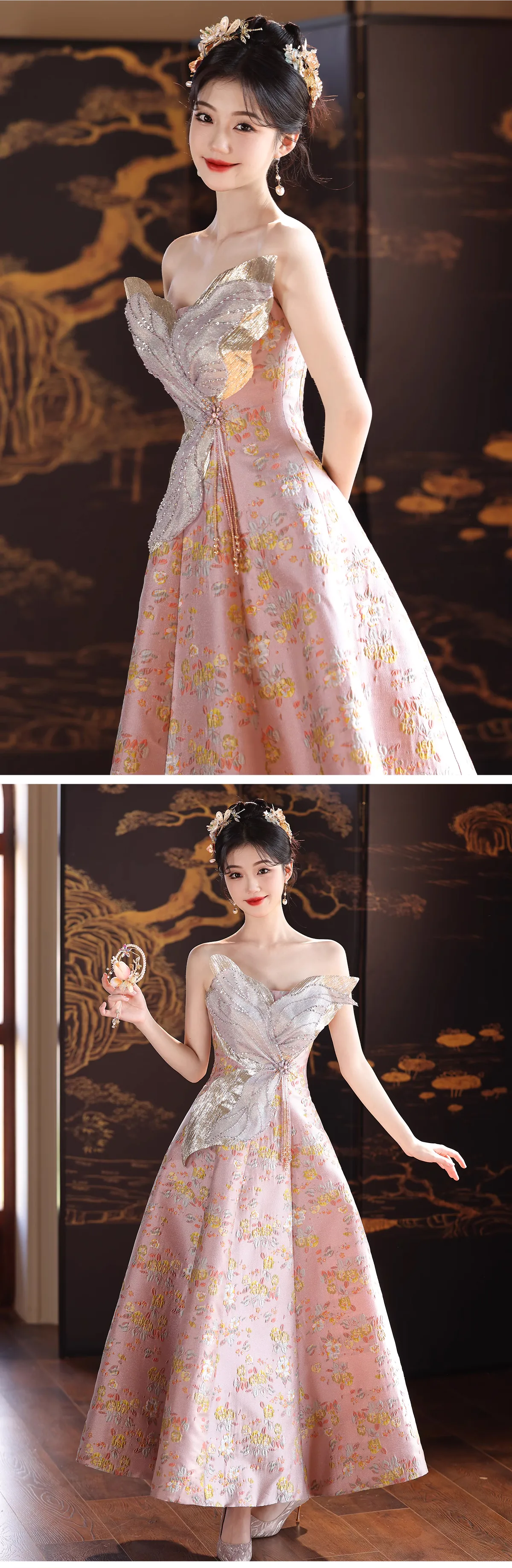 Elegant-Princess-Style-Pink-Floral-Bridal-Engagement-Party-Prom-Dress11