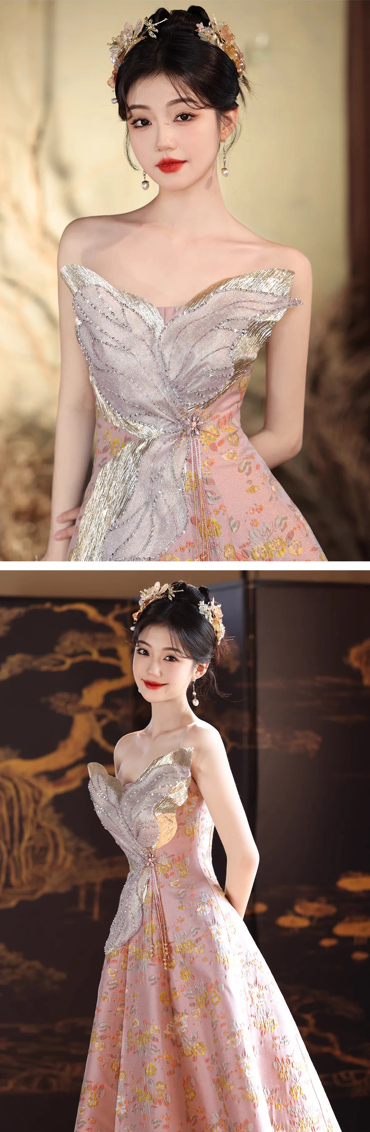 Elegant-Princess-Style-Pink-Floral-Bridal-Engagement-Party-Prom-Dress12