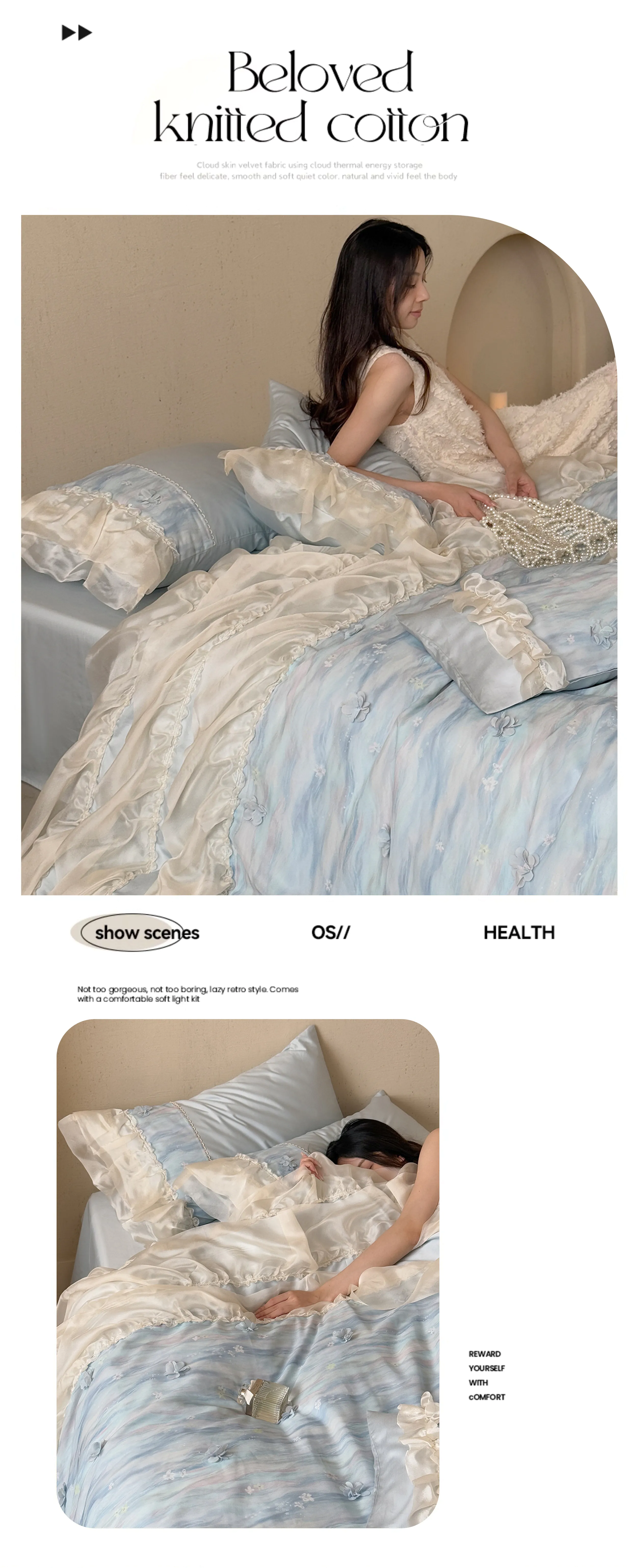 3D-Floral-50S-Double-Ply-100-Cotton-Sheer-Chiffon-Edges-Bedding-Set09