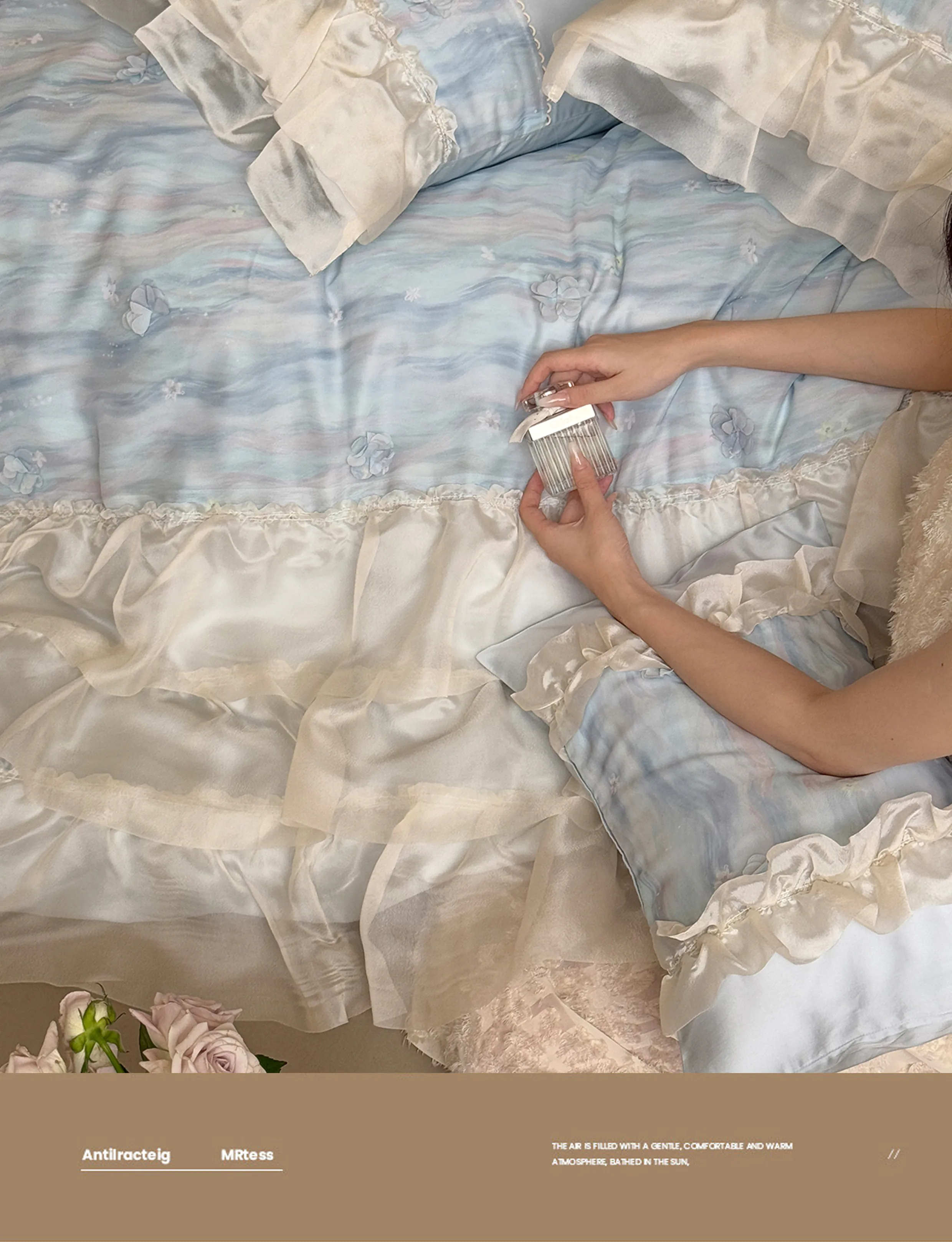 3D-Floral-50S-Double-Ply-100-Cotton-Sheer-Chiffon-Edges-Bedding-Set10