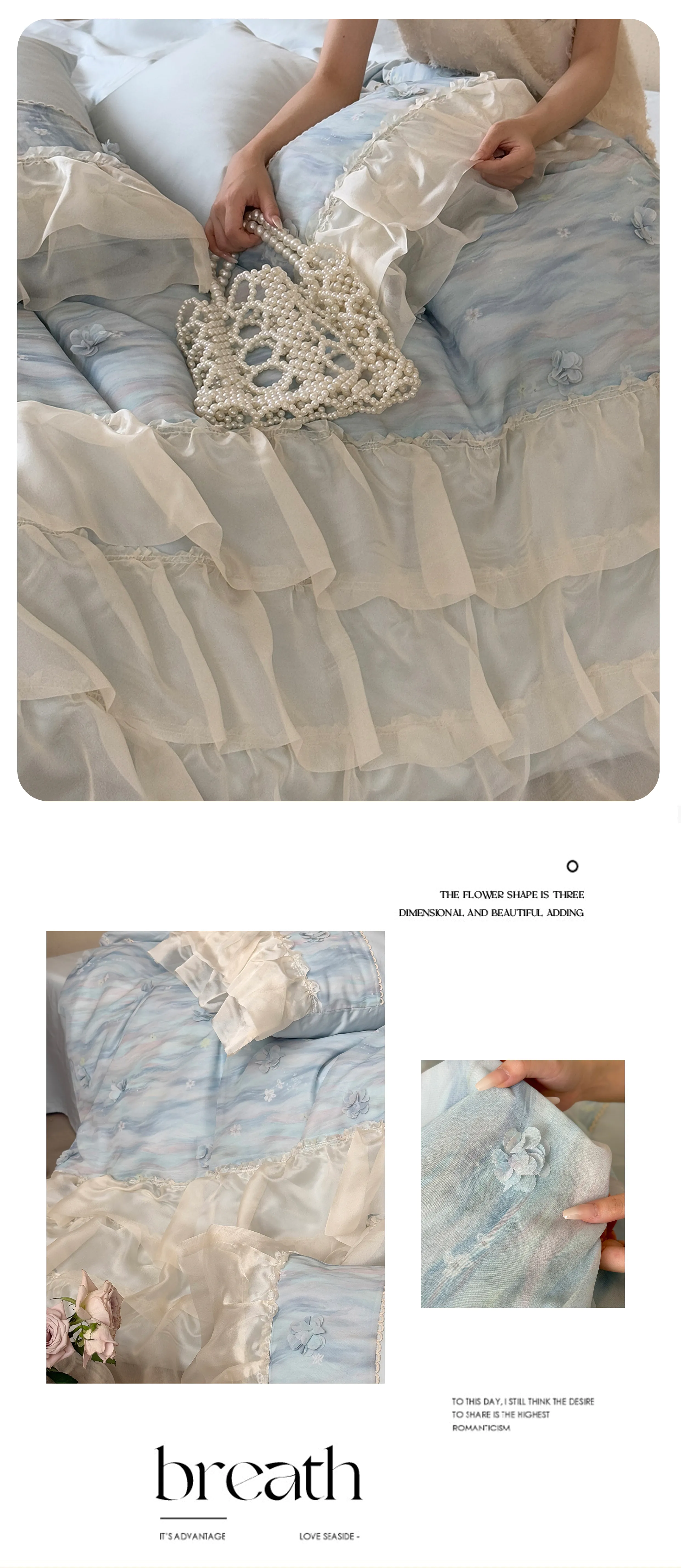 3D-Floral-50S-Double-Ply-100-Cotton-Sheer-Chiffon-Edges-Bedding-Set12