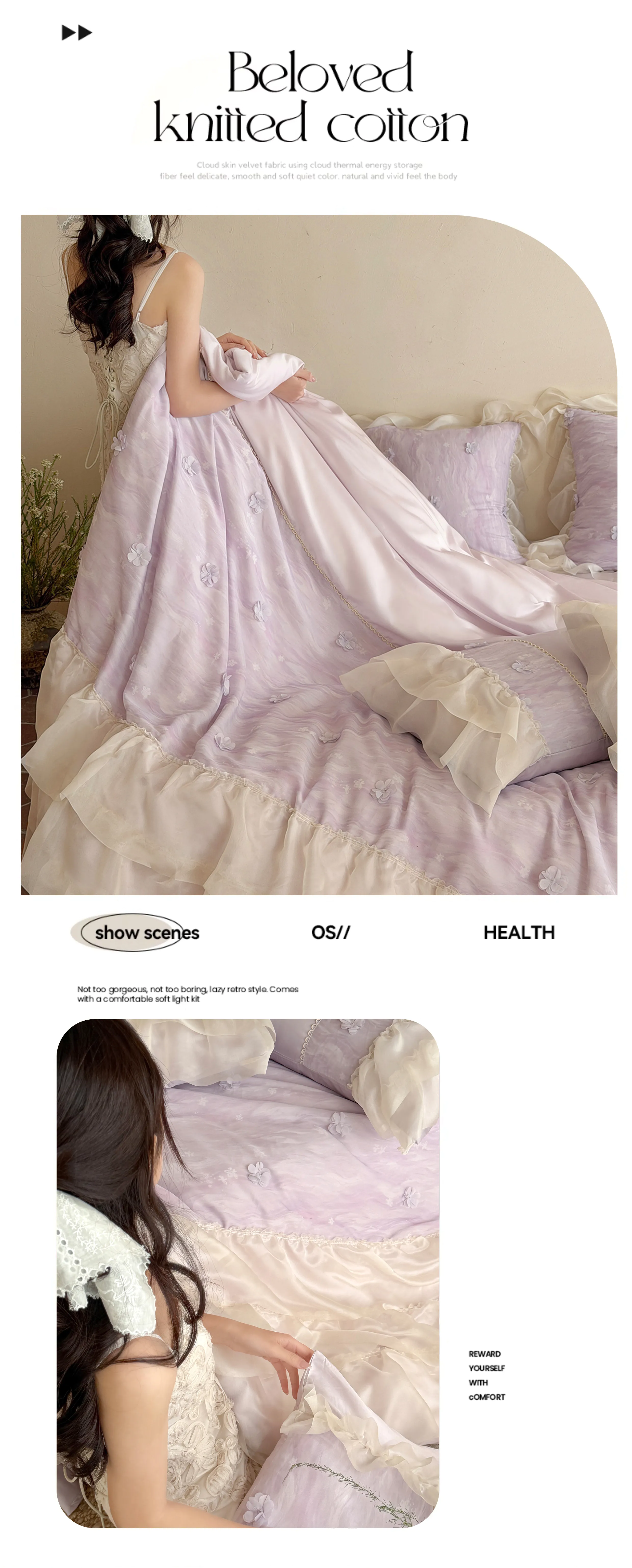 3D-Floral-50S-Double-Ply-100-Cotton-Sheer-Chiffon-Edges-Bedding-Set14